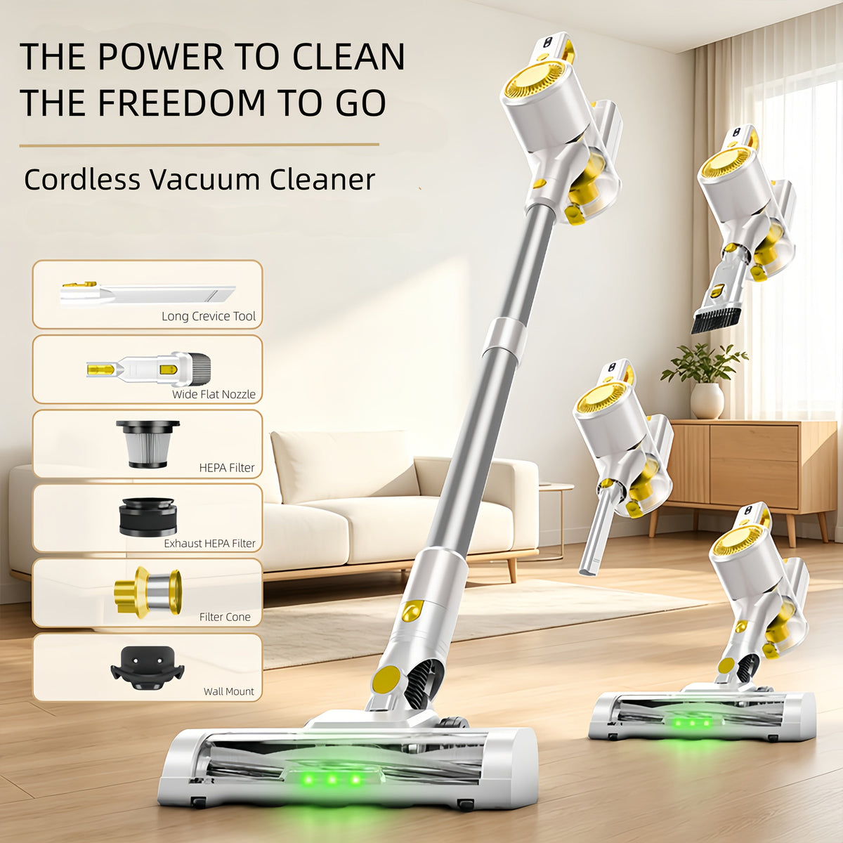 Cordless Stick Vacuum Cleaner – 62 kPa Suction, 40 Min Runtime, Detachable Battery, LED Floor Brush, Variable Speed, Lightweight Handheld, Pet Hair, Carpet & Hard Floors, 5 Colors – Nova Mart