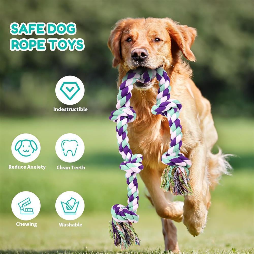 Unbreakable 6-Section Dog Rope Chew Toy – Heavy Duty Tug-of-War Rope for Medium & Large Dogs Over 80 lbs, Teeth-Cleaning Dental Floss Fibers, Non-Toxic Safe Chew Toy for Aggressive Chewers