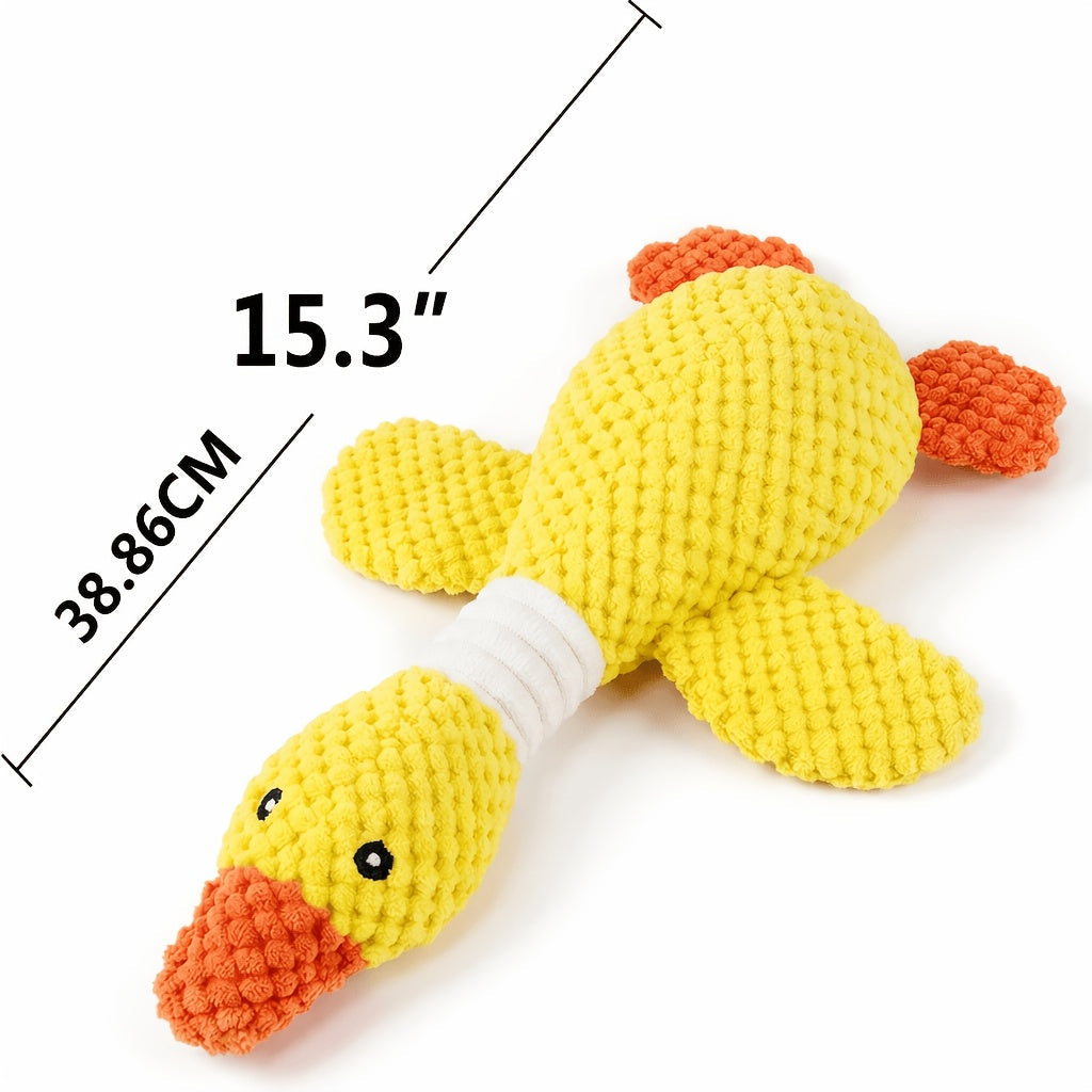 Duck Squeaky Plush Dog Toy 1 or 2 Pack - Indestructible Crinkle Chew Toy for Aggressive Chewers and Teething Puppies, Durable Goose Design for Small, Medium, and Large Breed Dogs