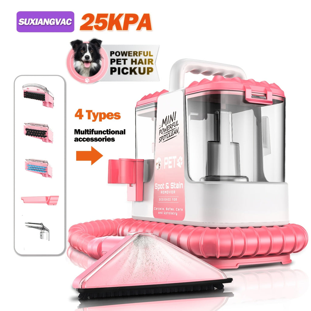 Portable Carpet & Upholstery Cleaner – 25 kPa Suction, 30 Oz Tank, Dual Brush Heads, Self-Cleaning, Pet-Friendly Stain Remover for Sofa, Couch, Carpet & Car, Pink Violet Blue – Nova Mart