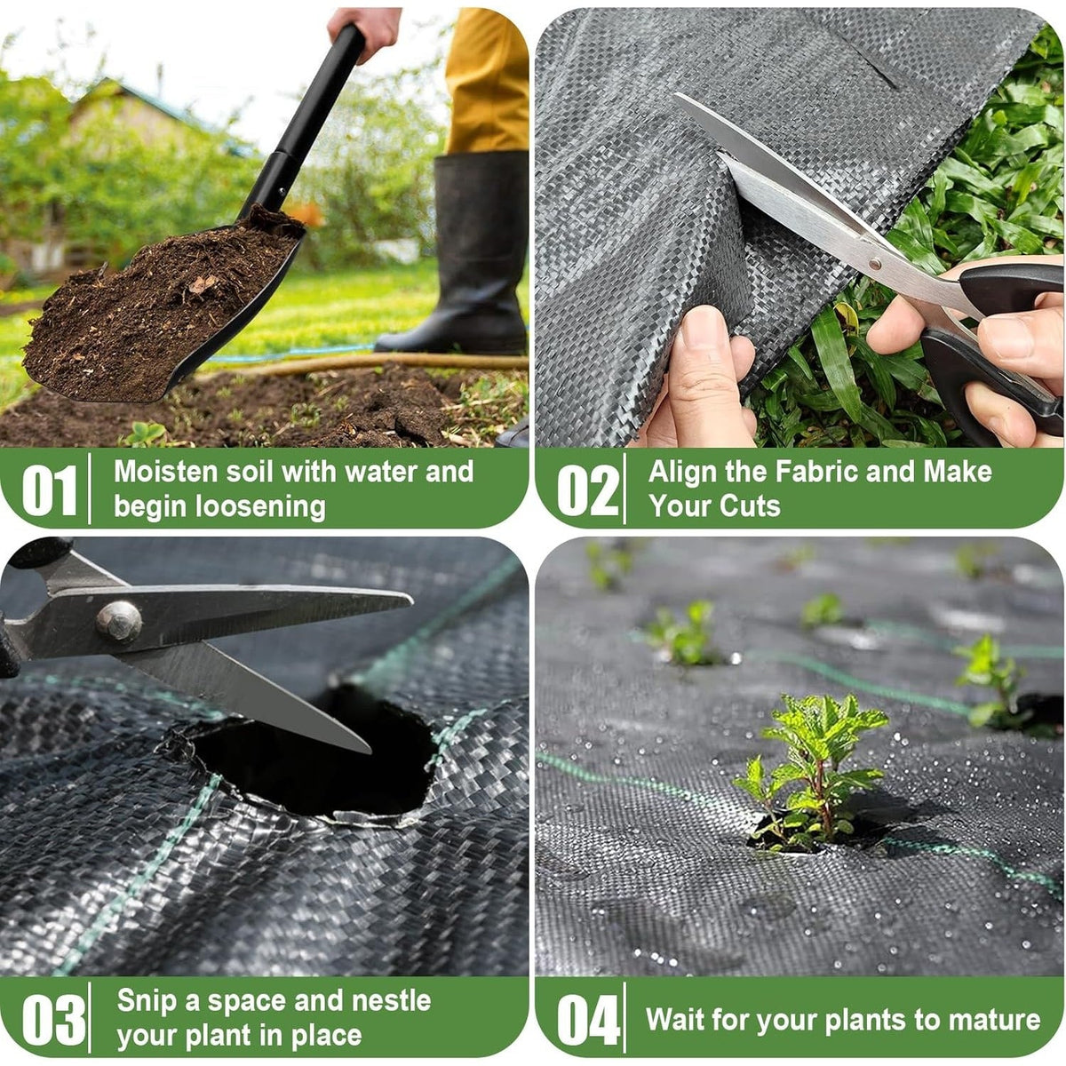 Heavy-Duty Weed Barrier Landscape Fabric 3.2oz - Durable Weed Control Mat with Alignment Lines for Garden Bed, Landscaping, Driveway & Underlayment - 5, 6 & 8 ft Wide