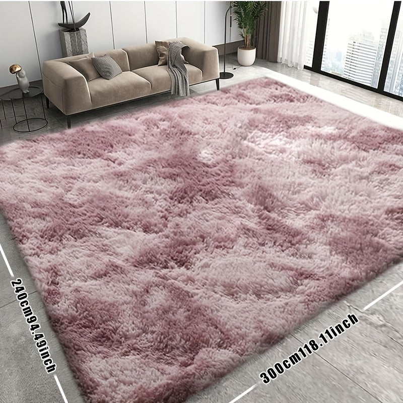 8x10 Super Soft Fluffy Plush Area Rug – Thickened Faux Fur Shag Rug for Living Room Bedroom in Dark Gray Black Light Gray Light Pink