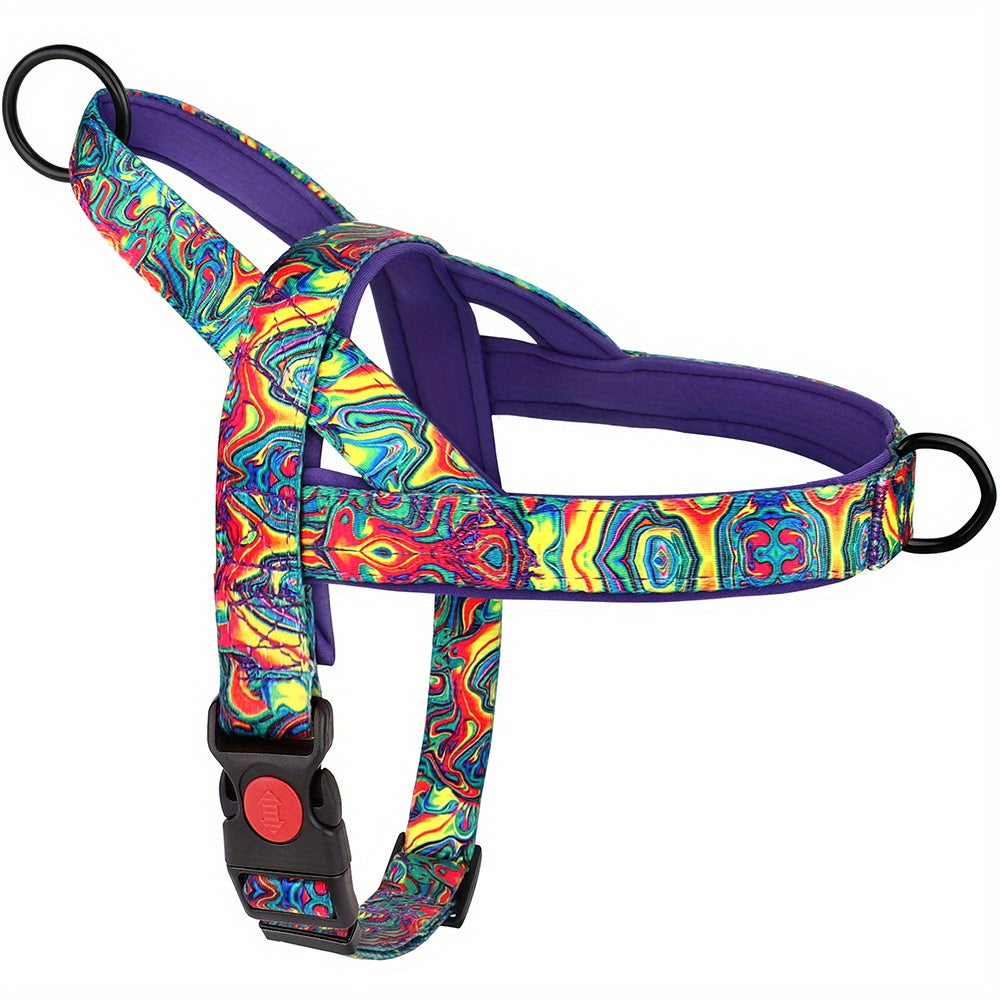 No-Pull Dog Harness Vest & Leash Set for Medium Large Dogs – Padded Nylon Adjustable Safety Vest with Durable Leash for Bulldog, Boxer, Pitbull, Sizes S M L, Purple, Black, Red, All-Day Comfort Walking