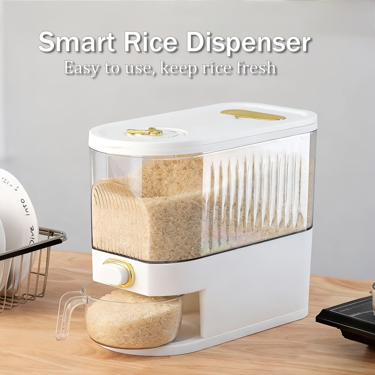 Large Capacity Food Storage Container 11/22 lbs Airtight Sealed Tank, BPA-Free Plastic Bulk Storage for Rice, Grains, and Nuts, Kitchen Cabinet Pantry Organizer with Lid – 5KG/10KG Options