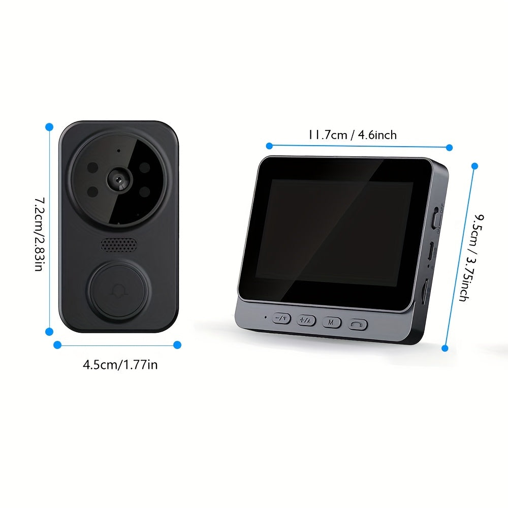 1080P Video Doorbell Camera with 4.3" IPS Display - No WiFi Needed, 120° Wide Angle, Night Vision, Two-Way Audio, SD Card Storage up to 256GB, Easy Wall Mount, Home Security Visual Doorbell
