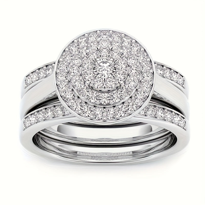 9-Piece Princess Cut Cubic Zirconia Bridal Wedding Ring Set for Women – Stackable Engagement Rings, Classic Jewelry Gift for Girlfriend & Wife