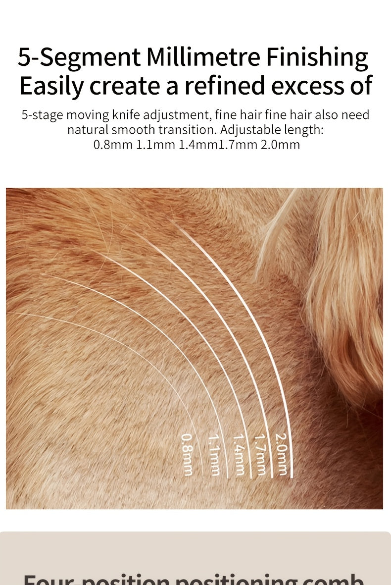 Rechargeable Cordless Pet Grooming Clippers with LED Display - Professional Wireless Dog Hair Trimmer, Detachable Blades, 4 Comb Guides, Low Noise, 3.6V USB Charging, for Dogs, Cats, and Small Animals