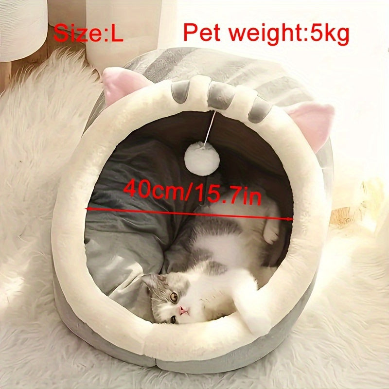 Soft Cat Bed with Breathable Mat - Cozy Kitten Sleeping Basket for Small, Medium, and Large Cats, All-Season Indoor Cat House