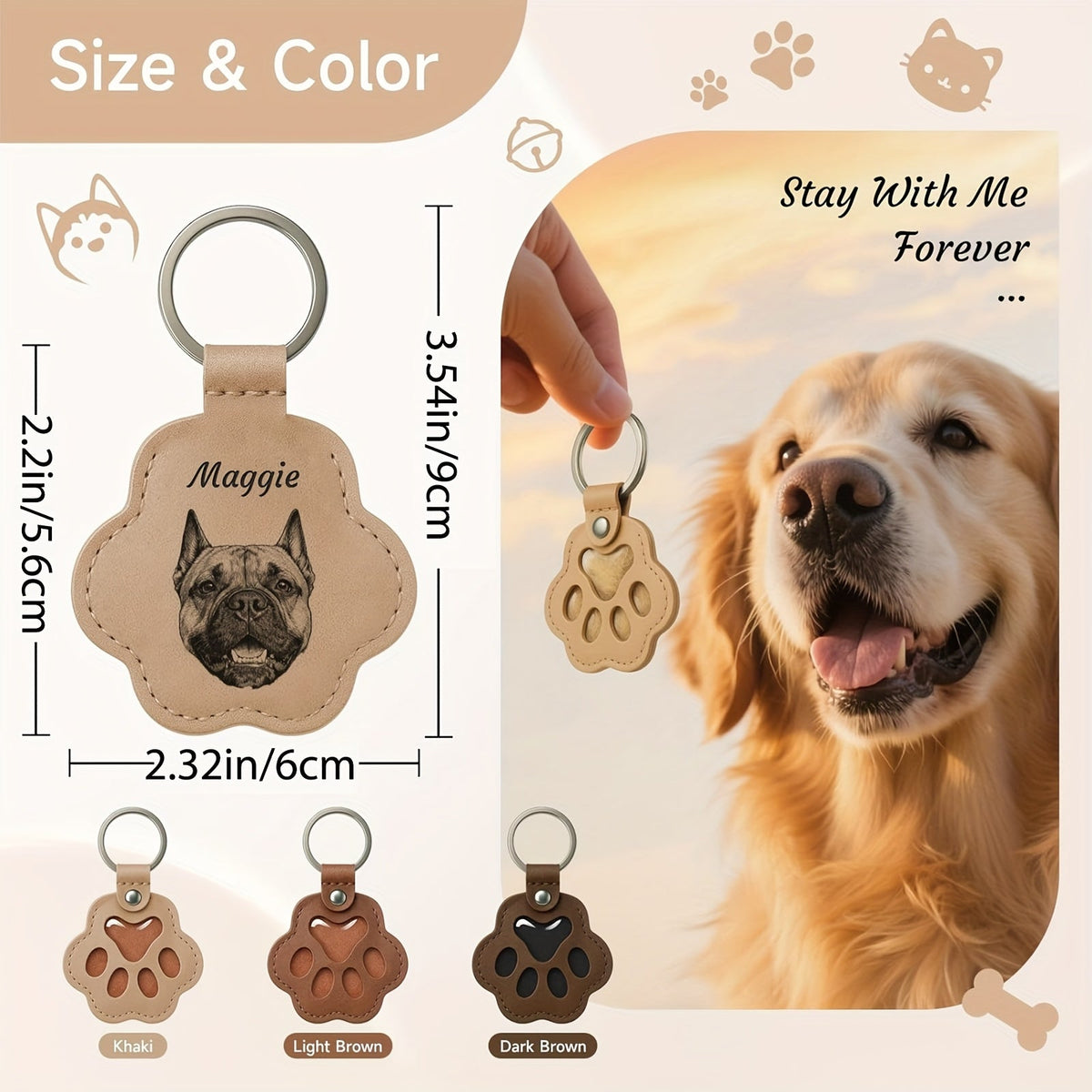 Personalized Pet Hair Keepsake Keychain - Custom Pet Portrait Hair Collection Keychain, Cute Dog & Cat Design Gift for Pet Lovers, Durable Pet Memorial for Christmas, Halloween, and Birthdays