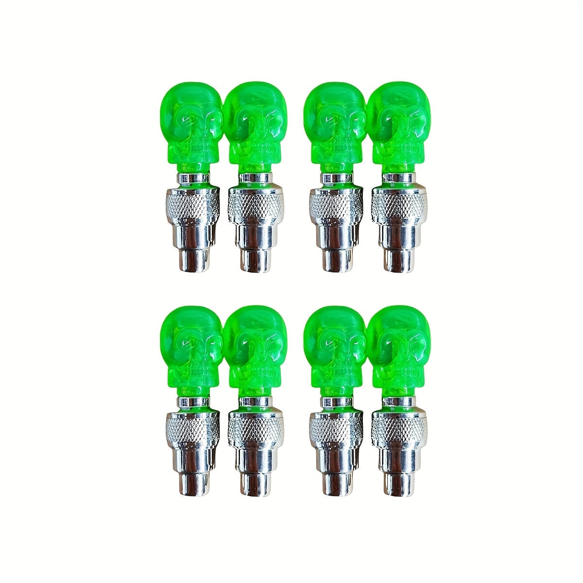 LED Tire Valve Stem Caps with Breathing Light & Running Horse Effect, 4/8/16pcs Glow Wheel Valve Core Caps for Car, Motorcycle, Bike – Wind Fire Wheel Light, UV & Explosion Proof – Green/Red/Blue Skeleton