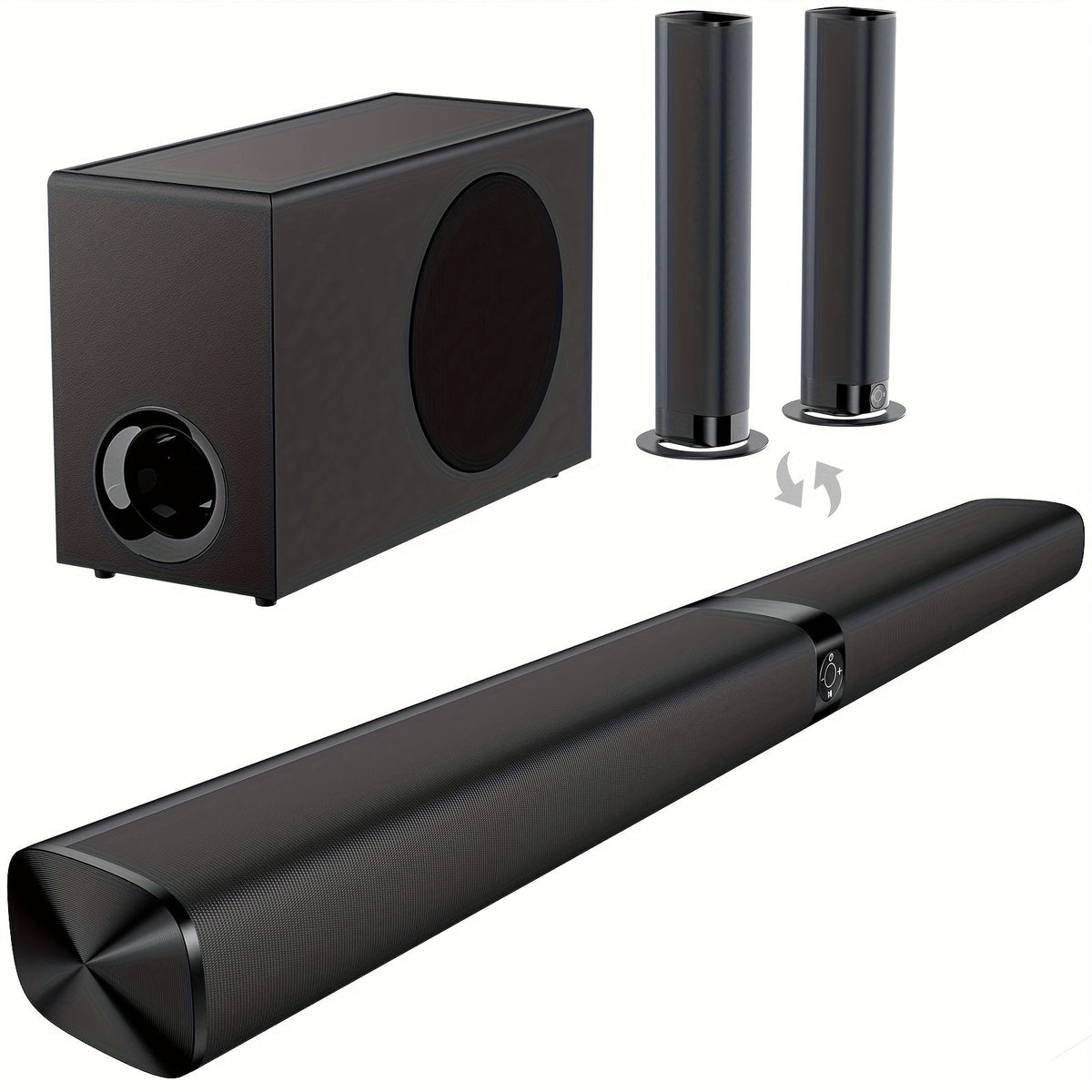 Soundbar with Subwoofer 2.1CH, Detachable Tower Speaker Design, Bluetooth 5.0 Wireless, ARC/Optical/AUX, Deep Bass Home Theater TV Speaker System, Remote Control, for Smart TV PC Gaming