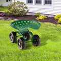 Garden Cart with Seat 330LBS Heavy Duty Rolling Scooter 5 Inch Adjustable Height 360 Swivel Seat 4 Non-Slip Wheels Ergonomic for Lawn Yard Planting Pruning Red Blue Green
