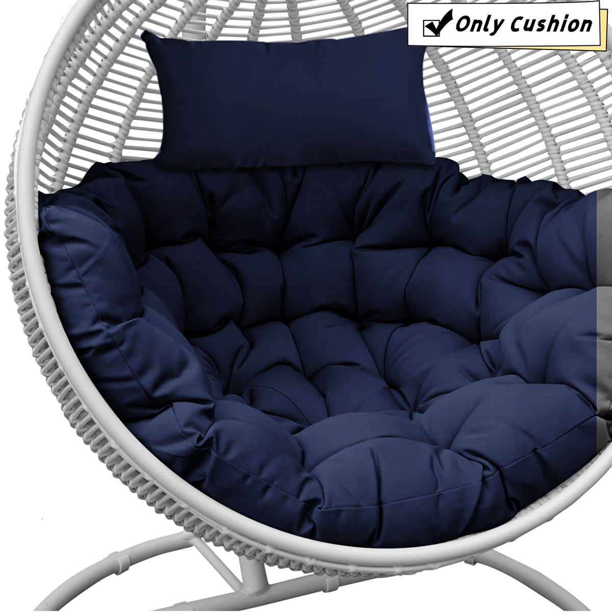 Egg Chair Cushion Only 45 In Thick Swing & Hammock Replacement Pad Water-Resistant 6D PP Cotton Removable Liner with Headrest Indoor & Outdoor Garden Patio – 8 Colors