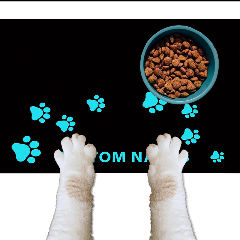 Personalized Diatomite Pet Feeding Mat with Custom Photo & Name – Quick-Dry Absorbent Diatomaceous Earth Food Mat with Paw Print for Dog & Cat Bowls, Unique Pet Owner Gift