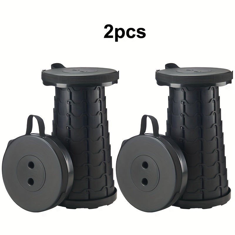 Collapsible Folding Stool 2-Pack, Portable Lightweight 400LB Capacity - Retractable Seat for Camping, Fishing, Hiking, Kitchen, BBQ, Indoor and Outdoor Use