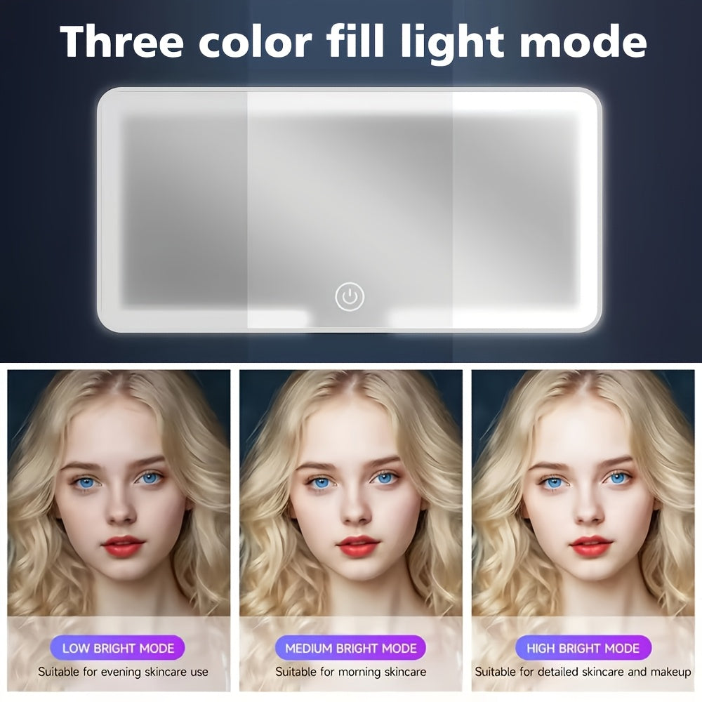 Rechargeable Ultra-Thin LED Car Visor Vanity Mirror, 3 Light Modes Lighted Makeup Mirror for Car, Truck, SUV, Low-Voltage Sun Visor Mirror, Gift for Women, White
