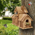 Rustic Wooden Birdhouse for Outdoor Wild Bird Nesting Box, Garden Backyard Patio Tree Decor, Weatherproof Natural Wood Bird Habitat
