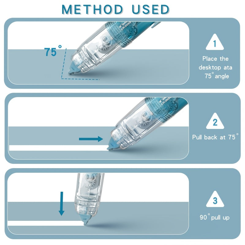 Retractable Correction Tape with Refills – Mess-Free Instant Error Correction for School, Office & Home, 1pc + 2 Refills or 4-Pack + 8 Refills, Smooth Dry Correction Tape Back to School Supplies