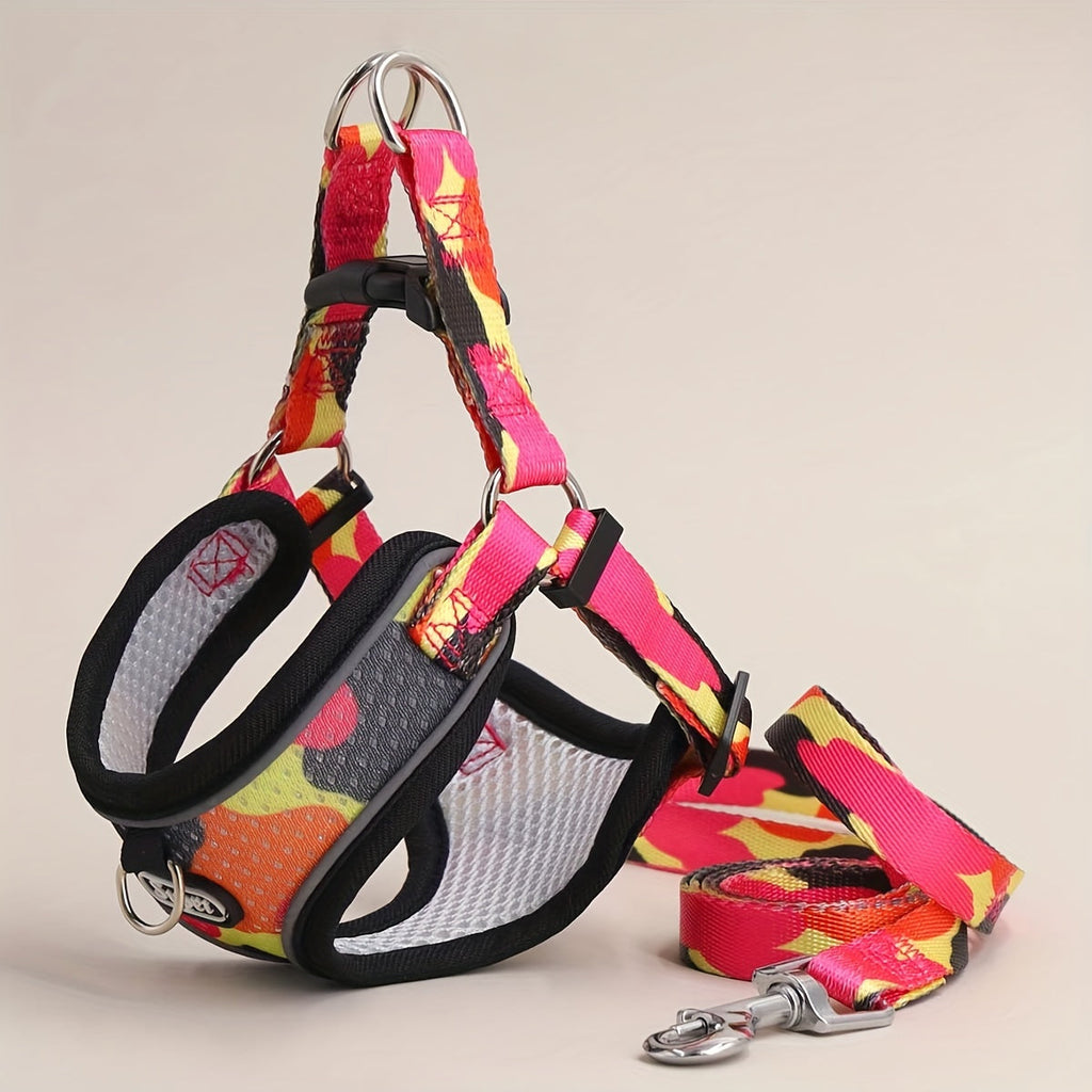 Dog Harness and Leash Set - No-Pull Dog Vest Harness, Adjustable Reflective Dog Harness for Small, Medium, and Large Dogs, Easy On/Off Escape-Proof Walking Harness for Indoor and Outdoor Use