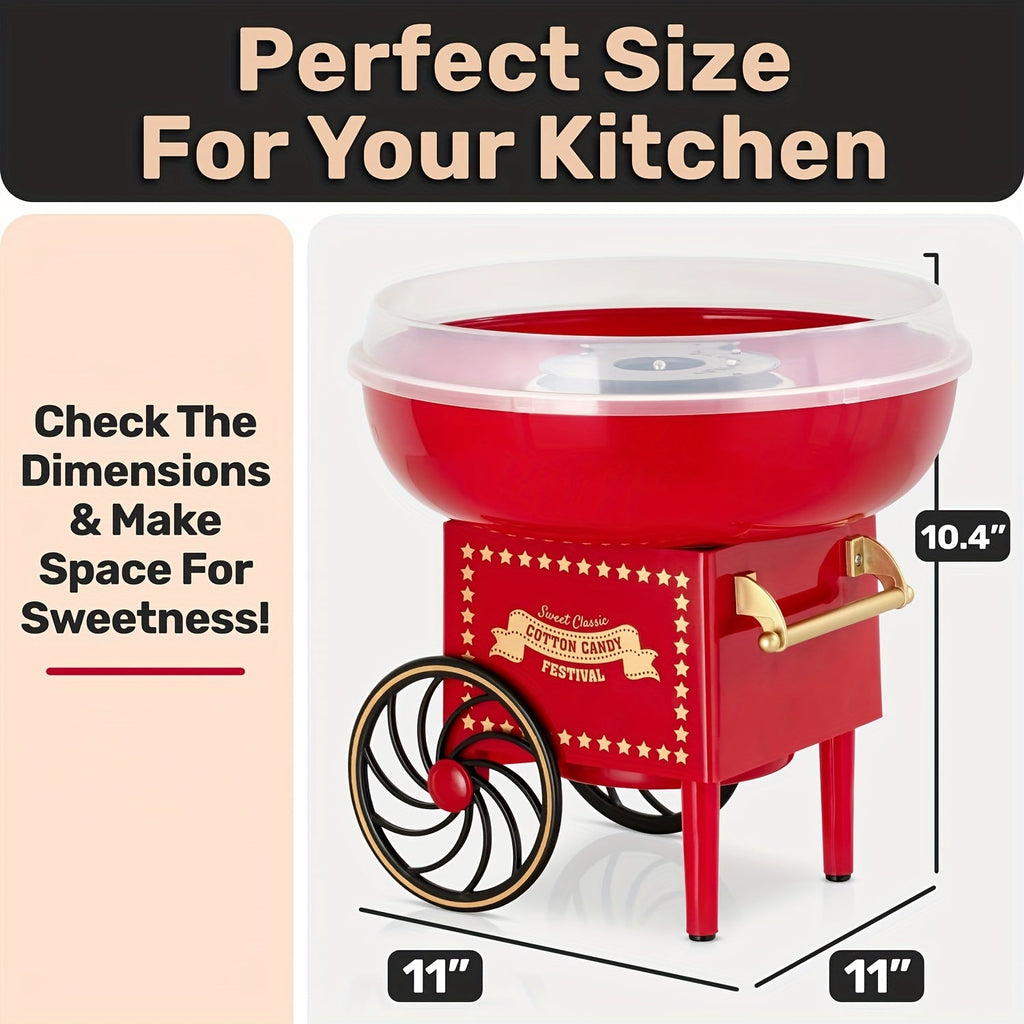 Retro Cotton Candy Machine Kit – Easy-to-Use Candy Maker with Comprehensive User Guide for Parties & Fun Gatherings in Red White & Pink