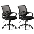 Ergonomic Mid-Back Office Chair - Lumbar Support, Rocking Mode, Height Adjustable, Fixed Armrests, 360° Swivel - Home, Gaming & Conference - Black, Pink, Gray & Red