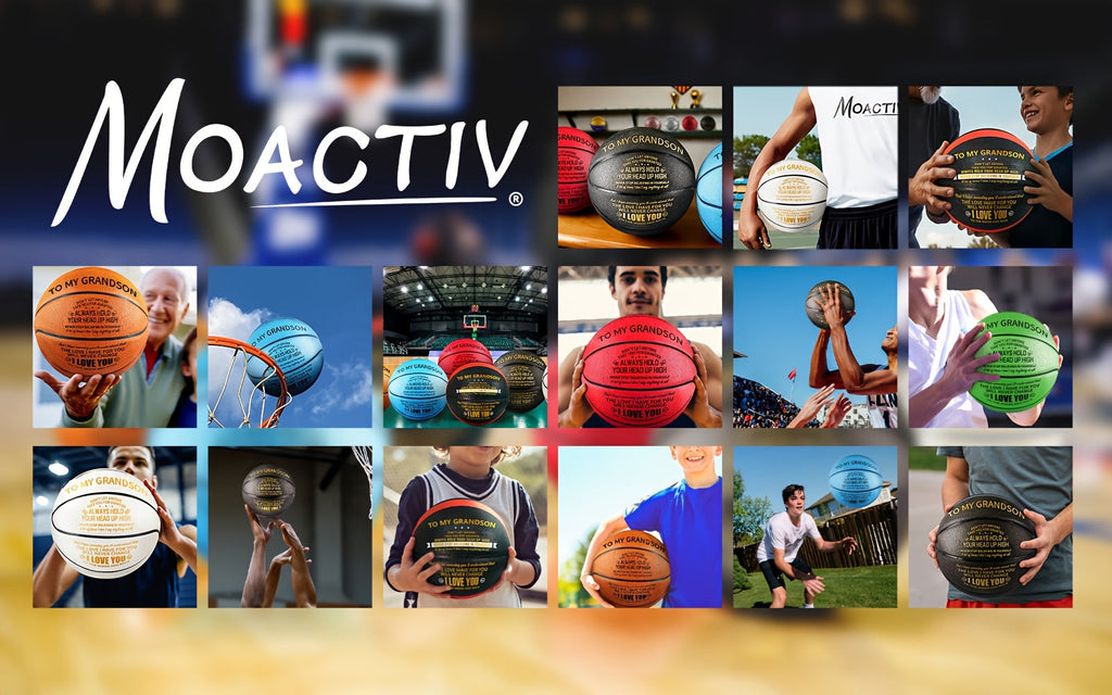 Engraved Basketball for Grandson & Son – Personalized Inspirational Size 7 Basketball with Pump, Motivational Gift for Birthday, Christmas, Anniversary, Blue Red Gold Black