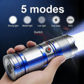 1800 Lumen USB-C Rechargeable LED Flashlight, 8 Modes, Zoomable Beam, COB Tail Light - Tactical Flashlight for Camping, Emergency, Outdoor, and Home Use