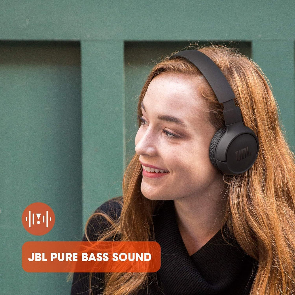 JBL Tune 510BT Wireless Bluetooth Headphones 40Hr Battery Speed Charge JBL Pure Bass Dual Device Mic Foldable Siri & Google Android & iOS – Black