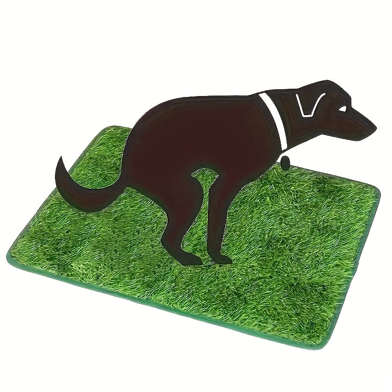Washable Reusable Dog Training Pad – Anti-Odor Artificial Grass Pee Pad with Waste Bags, Indoor & Outdoor Use, M & L Sizes, Black Silhouette Design