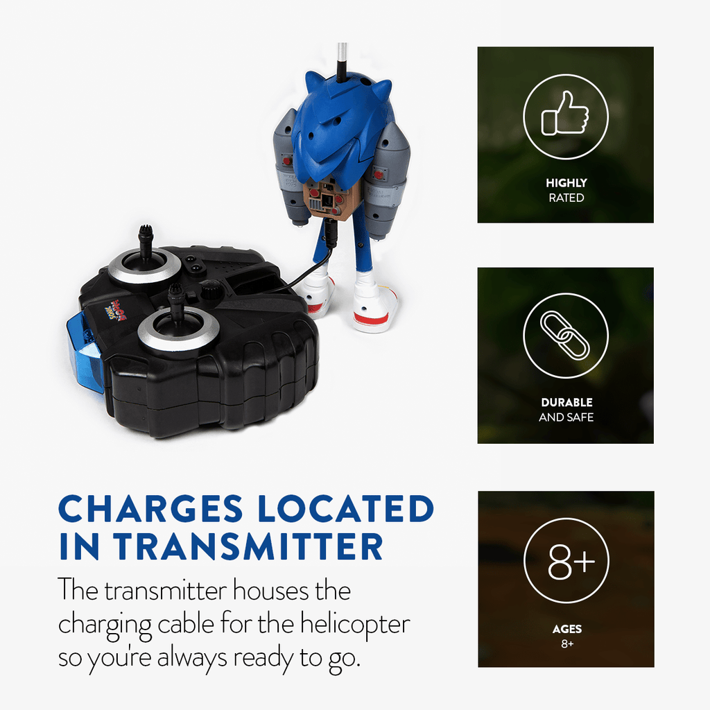 Sonic Boom Sonic 2.5 Channel IR Remote Control Jetpack Flying Figure Helicopter – RC Toy Indoor Kids Gift