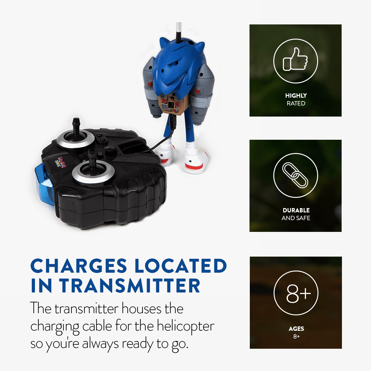 Sonic Boom Sonic 2.5 Channel IR Remote Control Jetpack Flying Figure Helicopter – RC Toy Indoor Kids Gift