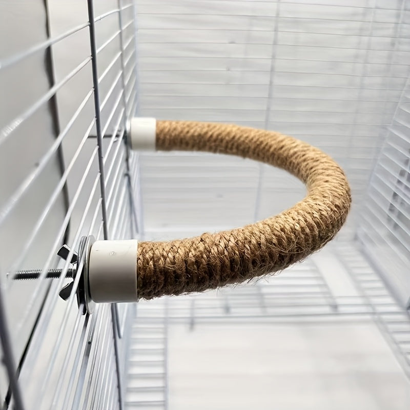 U-Shaped Sisal Rope Bird Perch for Bird Cage - Natural Rope Stand for Parrot Climbing, Beak & Nail Grinding - Bird Cage Accessory for Parrots, Parakeets, Cockatiels, Budgies, Lovebirds (Random Color)
