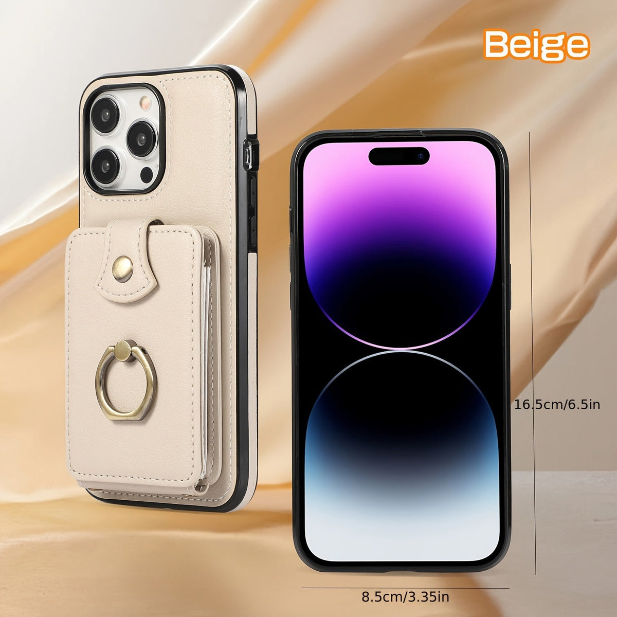 iPhone Wallet Case with Card Holder, 360° Ring Kickstand & RFID Blocking - Compatible with iPhone 6 to iPhone 18 Pro Max - Black, Off-White, Red, Rose Gold, Purple & Brown