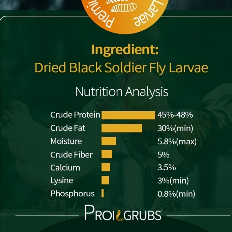 PROILGRUBS Dried Black Soldier Fly Larvae Chicken Treats – Non-GMO High-Protein Egg & Flock Builder, Stronger Eggshells & Feather Growth for Layers, Broilers, and Chicks, 5 to 33 LB Bulk Bags