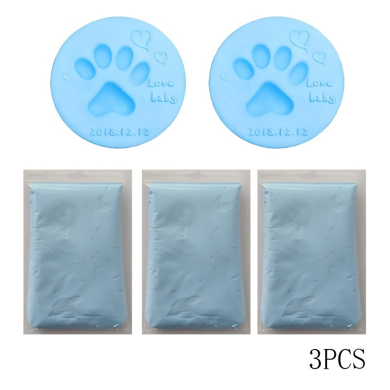 Pet Paw Print Keepsake Kit 3 Pack - Soft Clay for Dog & Cat Paw Prints, Fingerprint Impressions, Handprint & Footprint Memorial Gift for Pet Loss, 2.33oz per Bag