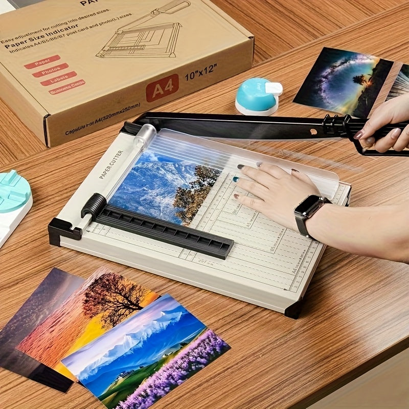 12-Inch Heavy-Duty Guillotine Paper Cutter Trimmer with Safety Guard, Corner Rounder, and Precise Grid for Photos, Cardstock, Scrapbooks, Office Documents, and Craft Cutting