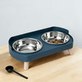Elevated Stainless Steel Cat Bowls - Double Cat Food and Water Bowl Set, Anti-Vomit Neck Protection, Non-Slip Feeder Stand, Splash-Proof and Dishwasher Safe, Includes 2 Bowls & Pet Food Scoop for Indoor Cats