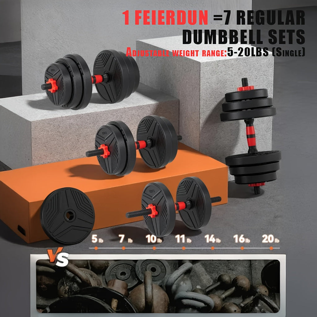 Adjustable Dumbbell Set 5-in-1 Free Weights 30-110 LBS – Use as Dumbbell, Barbell, Kettlebell, Push-Up Stand & Weight Plates, Home Gym Workout Equipment for Men & Women, Multiple Weight Options