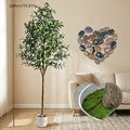 6FT Artificial Olive Tree Indoor – Faux Olive Tree with Natural Wood Trunk Realistic Leaves Lifelike Fruits & Cobblestone Base for Home Living Room & Office Decor