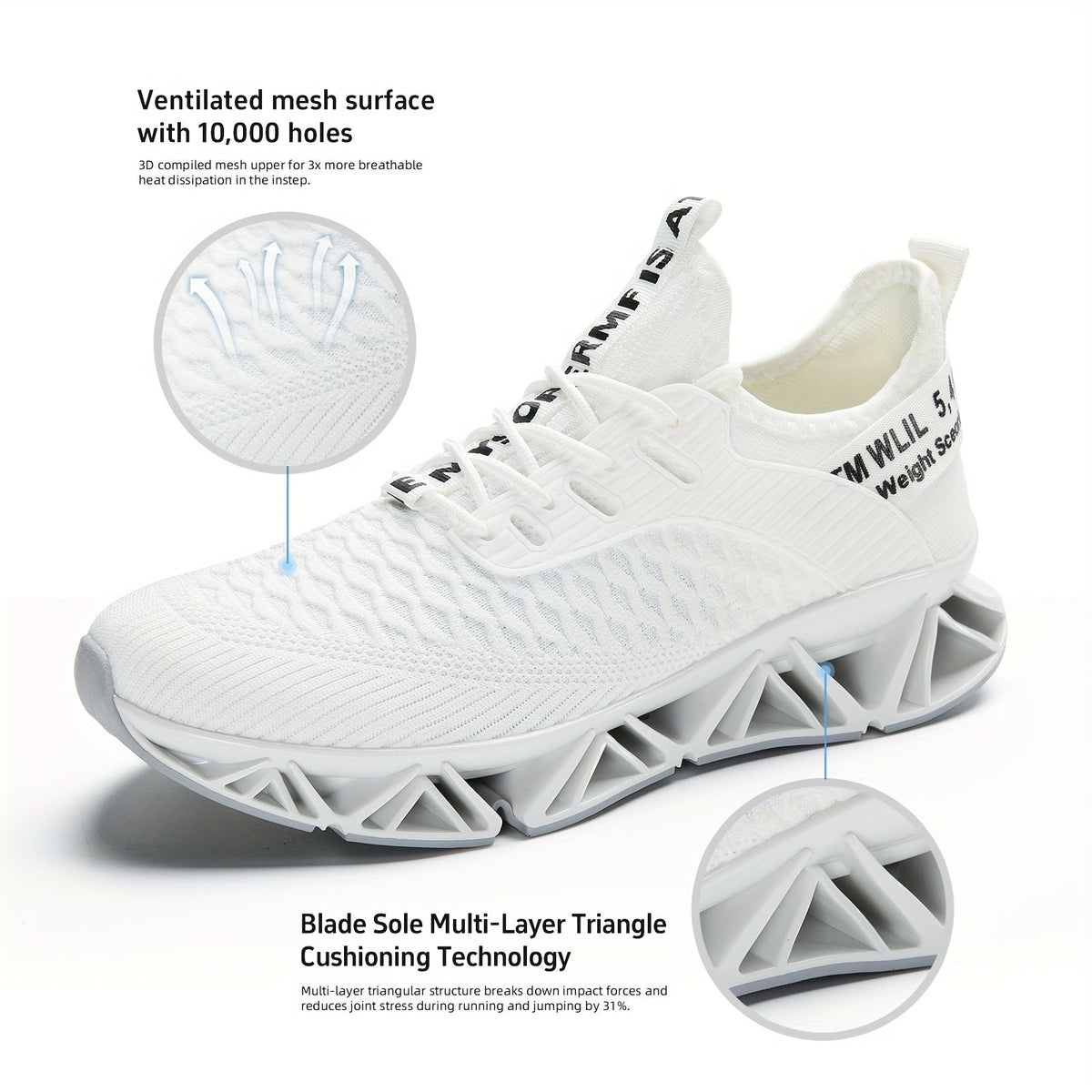 Men's Lightweight Breathable Running Shoes, Non-Slip TPU Sole, EVA Cushion, Lace-Up Low-Top Sneakers, 3 Colors, Sizes US 7.5-13, All-Season Wear-Resistant Training Casual Athletic Shoes