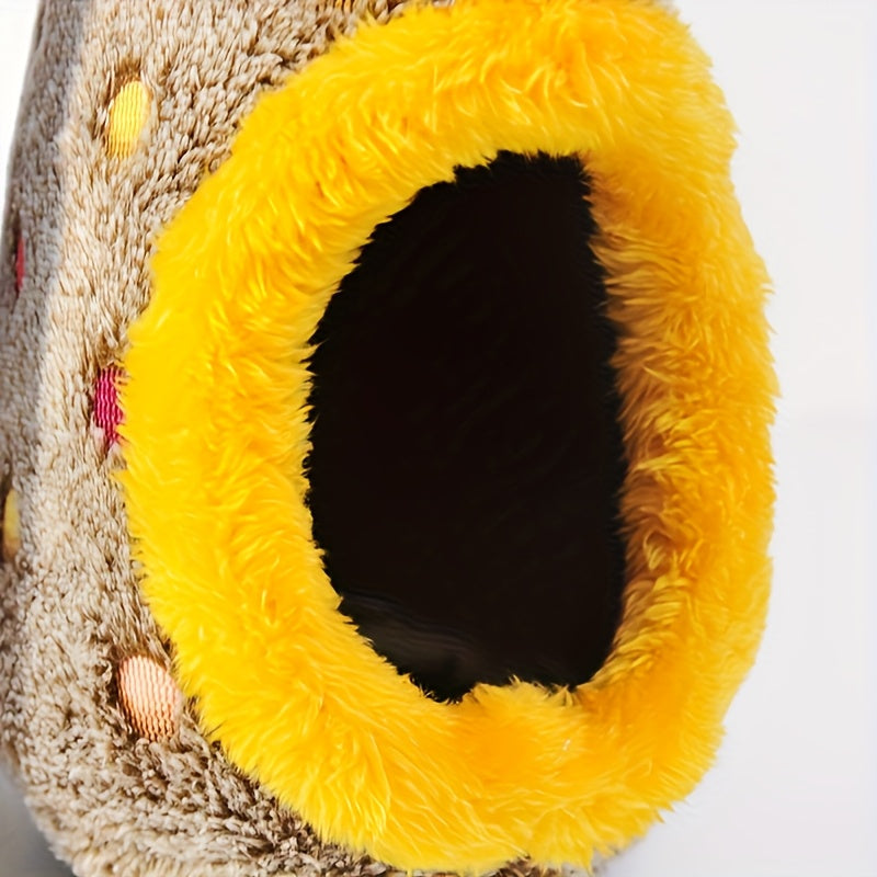 Egg-Shaped Hanging Bird Nest - Warm Enclosed Parrot Nest for Bird Cage for Cockatiels, Lovebirds, Parakeets, and Budgies - Cozy Bird Sleeping House Hideout, No Battery Required, Blue/Yellow