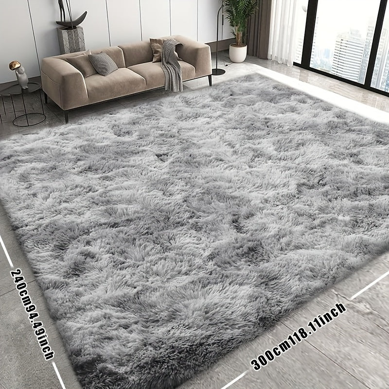 8x10 Super Soft Fluffy Plush Area Rug – Thickened Faux Fur Shag Rug for Living Room Bedroom in Dark Gray Black Light Gray Light Pink