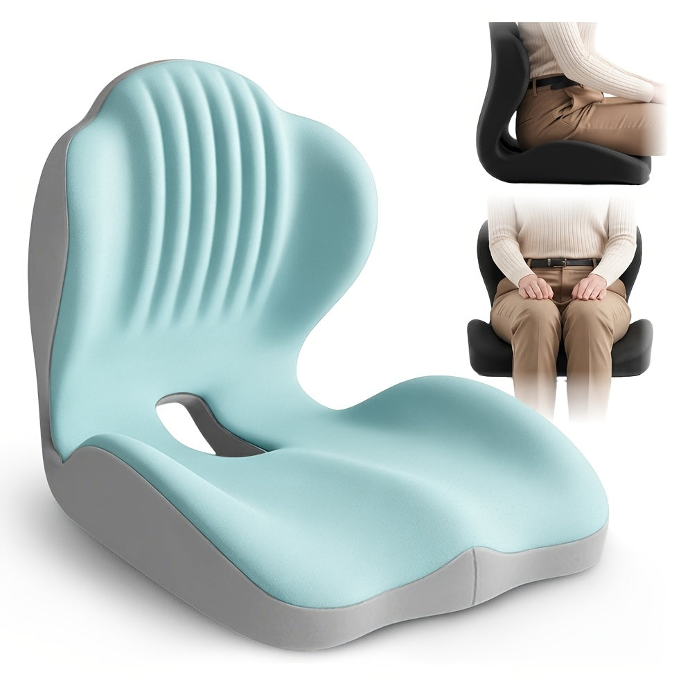 Ergonomic Memory Foam Seat Cushion with Back Support & Breathable Hollow Design – Comfortable Coccyx Cushion for Office Chair, Car Seat, and Long-Term Sitting, Unisex