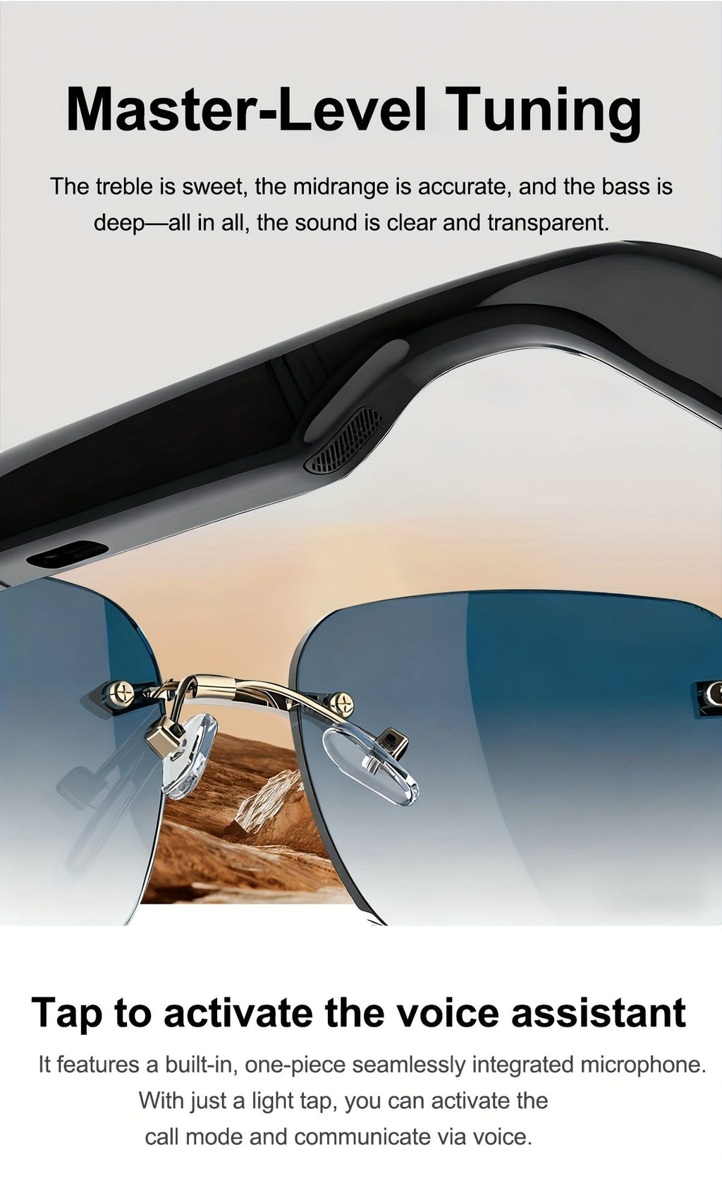 Bluetooth Smart Glasses with Touch Controls & Open Ear Audio – Integrated Microphone, Hands-Free Calls & Music, Polarized Lenses, Ideal for Outdoor Sports, Driving & Everyday Wear