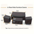 4-Piece Outdoor Furniture Cover Set - Sofa Cover, 2 Chair Covers & Coffee Table Cover, Wind Buckle Straps & Adjustable Drawstring - Patio, Balcony & Courtyard - Black