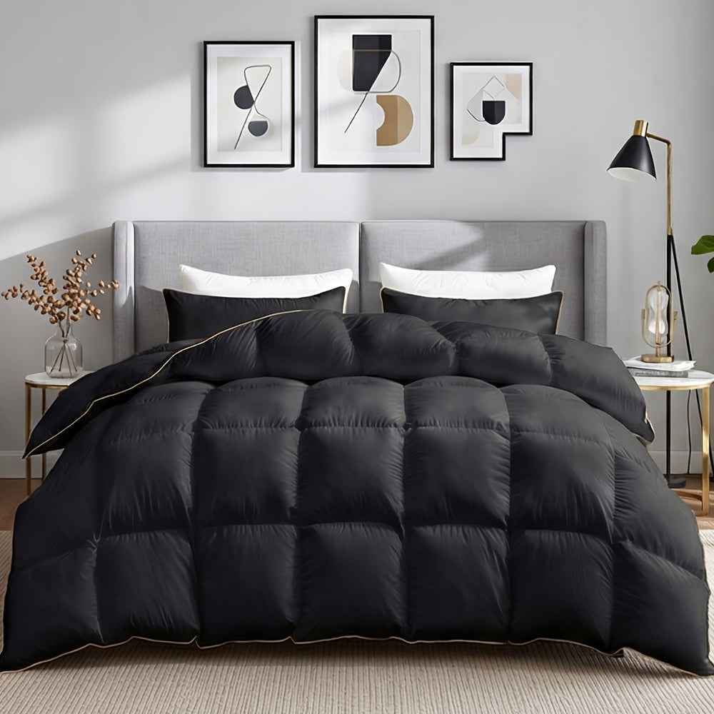 Premium Goose Down Duvet – 100% Egyptian Cotton All-Season Comforter Insert Soft Breathable with Gold Trim & 8 Corner Loops in Twin Queen King Cal King Oversized King