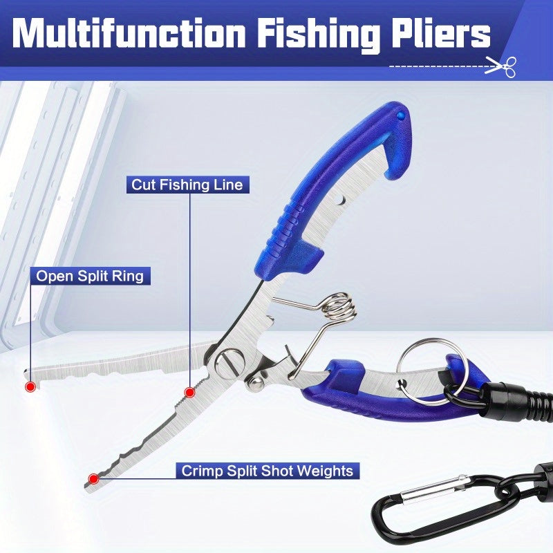 7-Piece Fishing Pliers Set, Fish Lip Gripper, Hook Remover, Fish Scaler, and Storage Bag, Stainless Steel, Saltwater Resistant, for Freshwater and Saltwater Fishing – Fishing Gift for Men