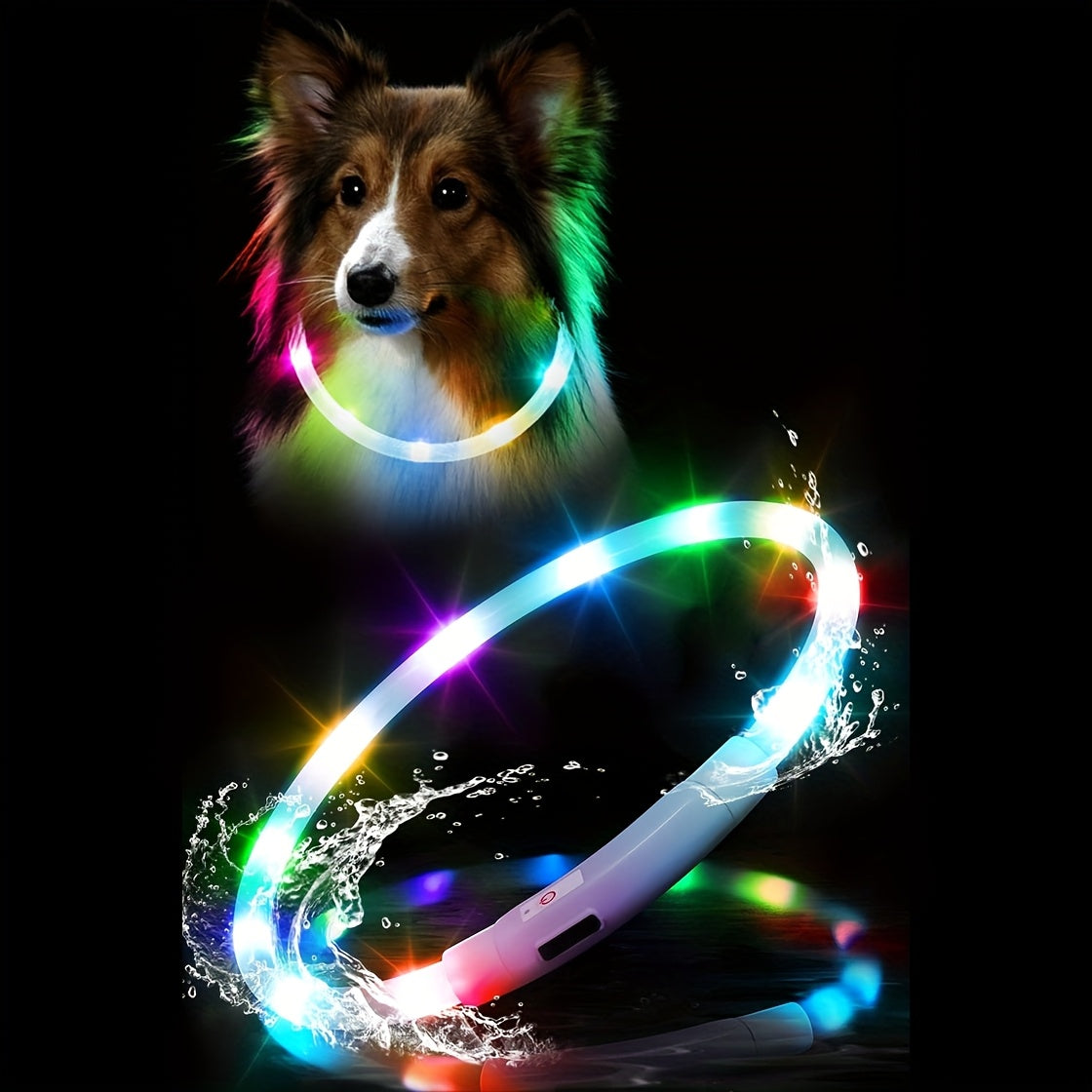 USB Rechargeable LED Dog Collar – 360° Glow Safety Collar with 3 Modes, Adjustable TPU Cuttable Collar for Small, Medium, and Large Dogs, Ideal for Night Walking, Running & Hunting