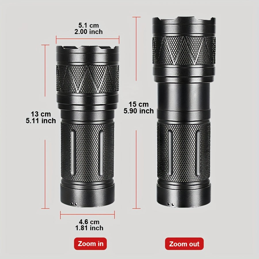 30W Tactical Flashlight - Aviation Aluminum, Type-C Rechargeable, Built-In 3×18650 Battery, 8-Hour Runtime, 5 Modes (High/Medium/Low/Strobe/SOS) - Hunting, Patrol & Search & Rescue - Black