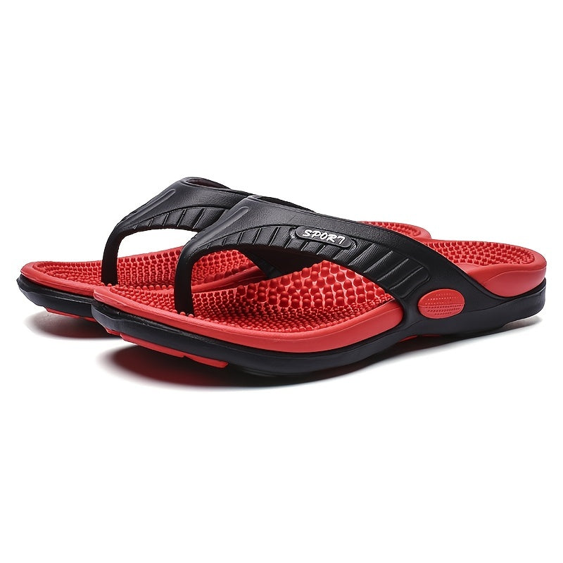 Acupressure Massage Flip-Flops - Arch Support, Shock-Absorbing & Non-Slip - Unisex Indoor, Outdoor & Beach Sandals - US 8–12 - Orange Red, Green, Red, Black, Khaki & Brown